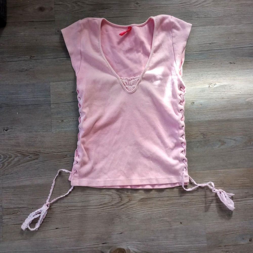 Y2K Joomi Joolz Lace-Up Coquette Grunge Top